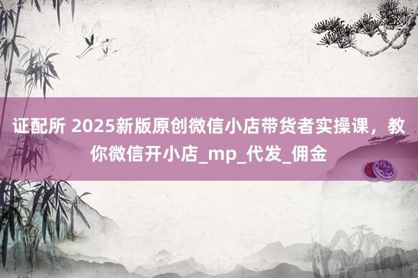 证配所 2025新版原创微信小店带货者实操课，教你微信开小店_mp_代发_佣金