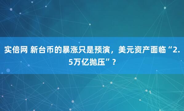 实倍网 新台币的暴涨只是预演，美元资产面临“2.5万亿抛压”？