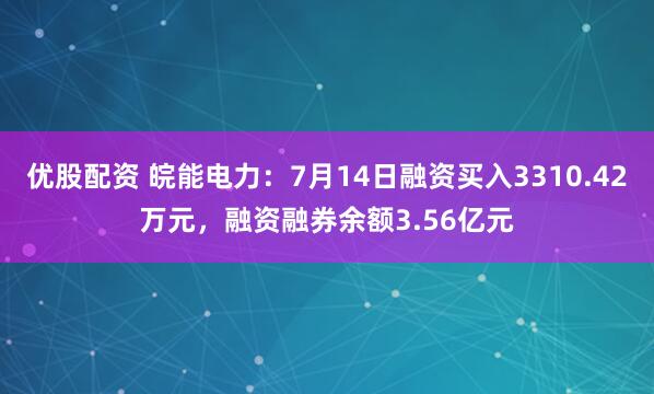 优股配资 皖能电力：7月14日融资买入3310.42万元，融资融券余额3.56亿元