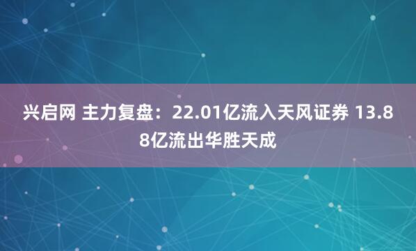 兴启网 主力复盘：22.01亿流入天风证券 13.88亿流出华胜天成