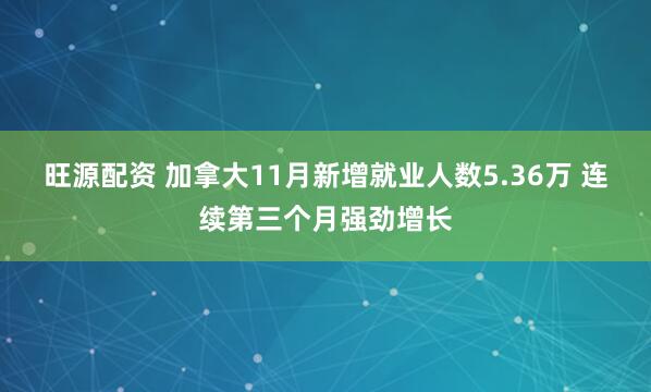 旺源配资 加拿大11月新增就业人数5.36万 连续第三个月强劲增长