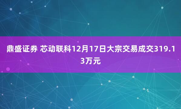鼎盛证券 芯动联科12月17日大宗交易成交319.13万元
